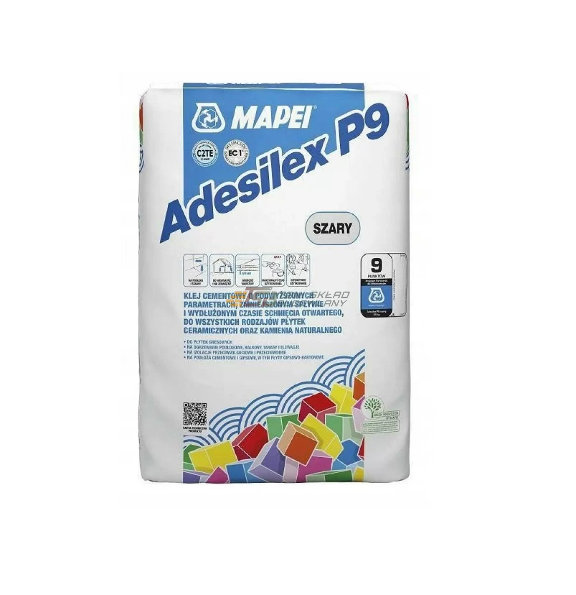 Klej Elastyczny Mrozoodporny Wodoodporny do Płytek Mapei ADESILEX P9 25 kg