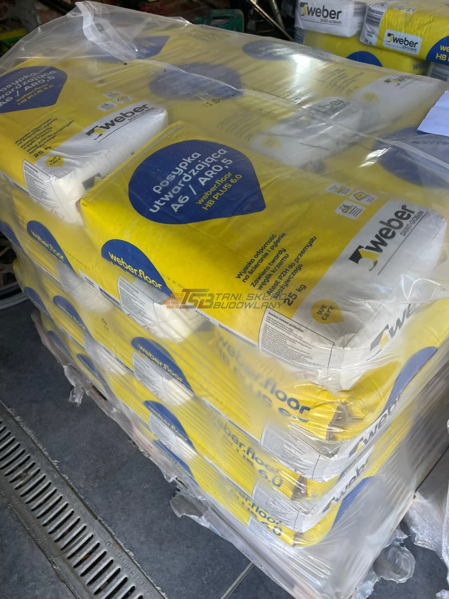 Posypka utwardzająca do posadzek betonowych WEBER.FLOOR HB PLUS 6.0 25 kg SZARA