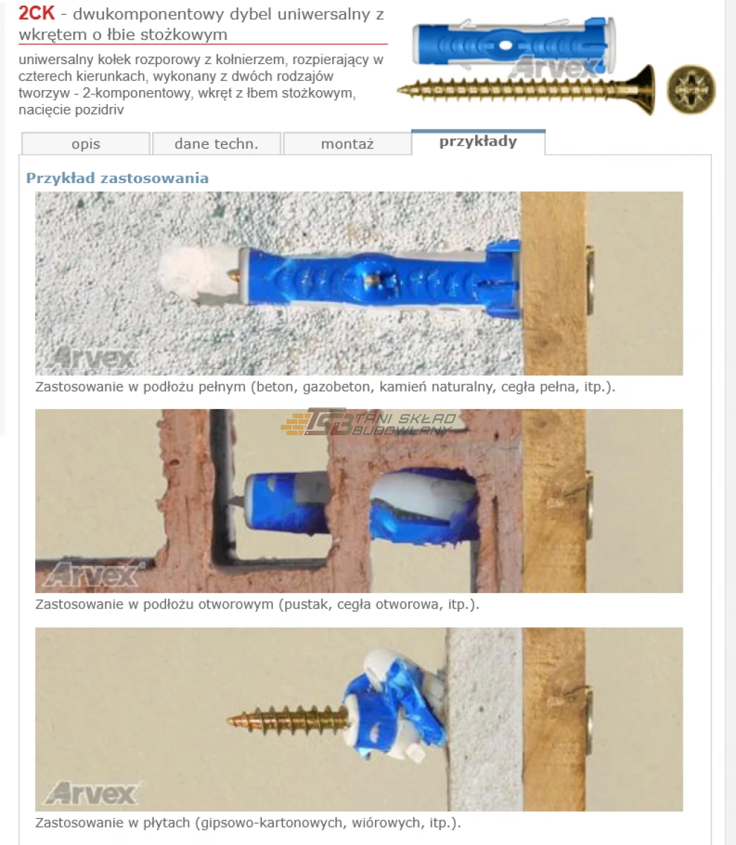 Kołek uniwersalny 6x45 wytrzymały na duże obciążenia Lublin ARVEX Wrotków