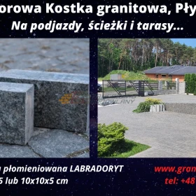 Kostka Granitowa cięta płomieniowana Labradoryt na podjazdy, drogi, ścieżki PROMO !!!